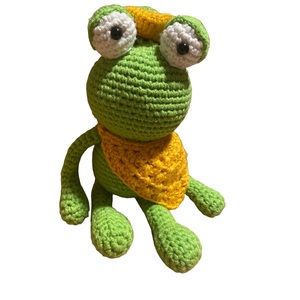 HANDCRAFTED Green Hermen frog crochet
